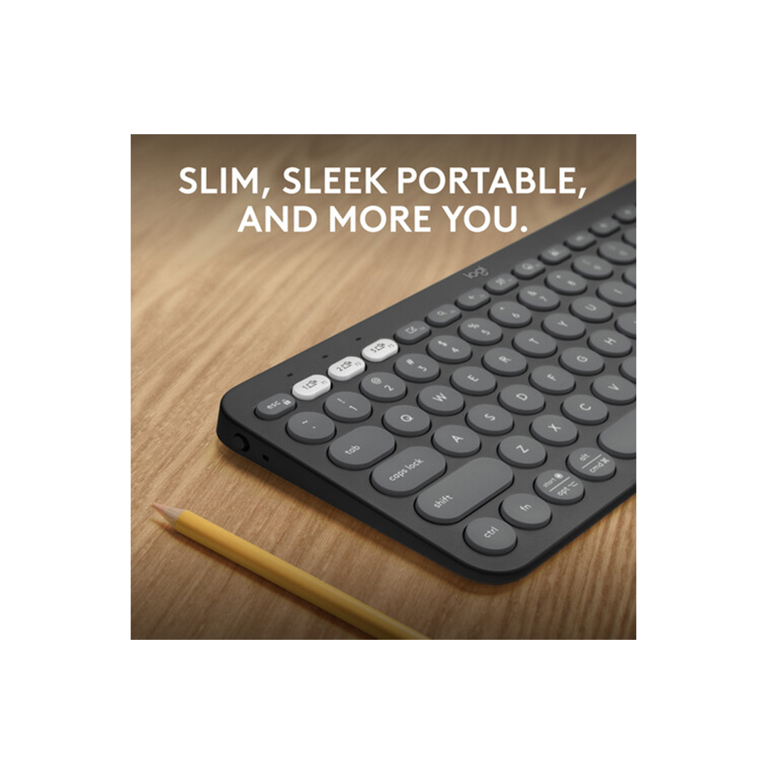 Logitech Pebble Keys 2 K380S Wireless Keyboard - Tonal Graphite in Qatar Logitech Pebble Keys 2 K380S Wireless Keyboard - Tonal Graphite in Qatar